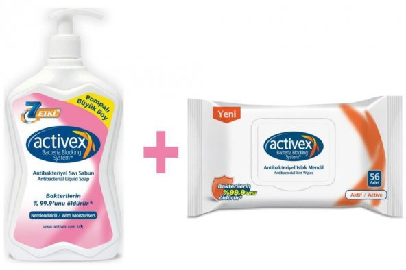 Activex Antibakteriyel Sıvı Sabun ve Activex Antibakteriyel Mendil