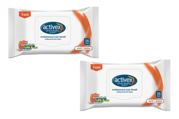 2 Adet Activex Antibakteriyel Islak Mendil Aktif Kapak 56lı EVYAP