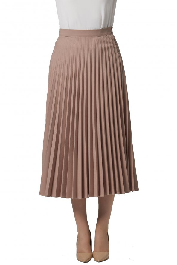 BAYAN PLİSOLEY ETEK SORALLİNE781 VİZON - 2