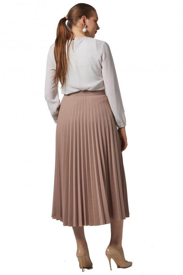 BAYAN PLİSOLEY ETEK SORALLİNE781 VİZON - 4