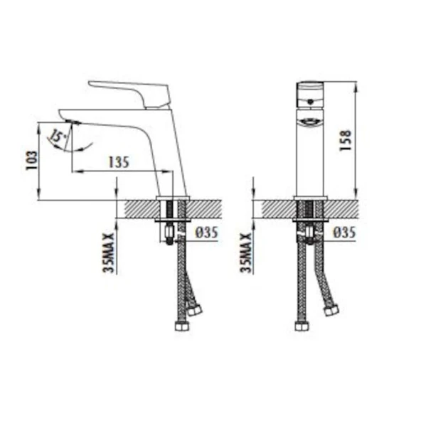 Creavit Slope SP1500 Lavabo Bataryası Armatür Musluk - 2