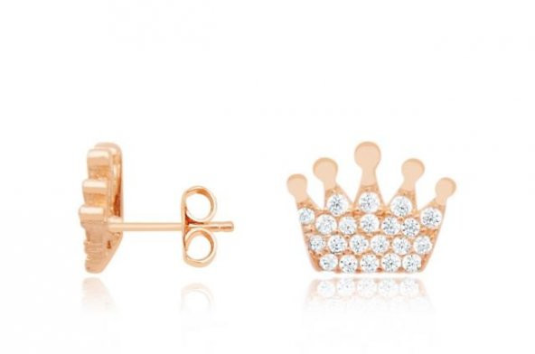 Diamond Line-Gülaylar - Altın 14 Ayar Kral Tacı Küpe Çocuk