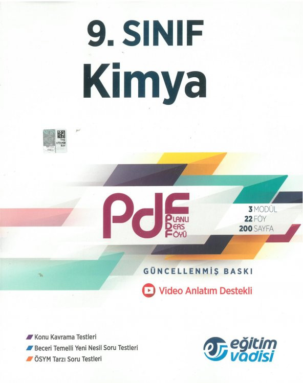 Eğitim Vadisi 9. Sınıf Kimya Güncel PDF Planlı Ders Föyü