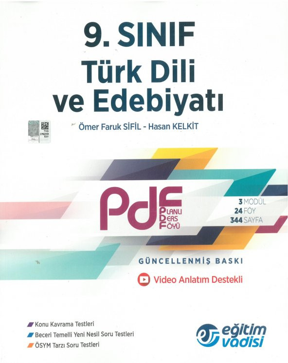 Eğitim Vadisi 9. Sınıf Türk Dili ve Edebiyatı Güncel PDF Planlı Ders Föyü