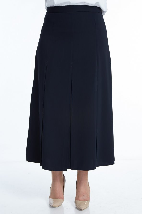 KADIN BÜYÜK BEDEN PİLİKAŞE ETEK ,SORALLİNE,776,LACİVERTSORALLİNE KADIN BÜYÜK BEDEN PİLELİ ETEK 776 LACİVERT - 5