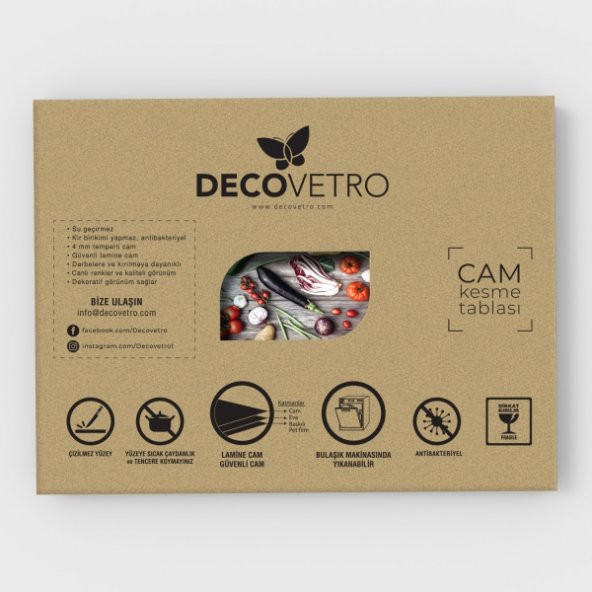 Decovetro Mavi Mermer Görünümlü | Cam Kesme Tahtası - Kesim Tablası - 6