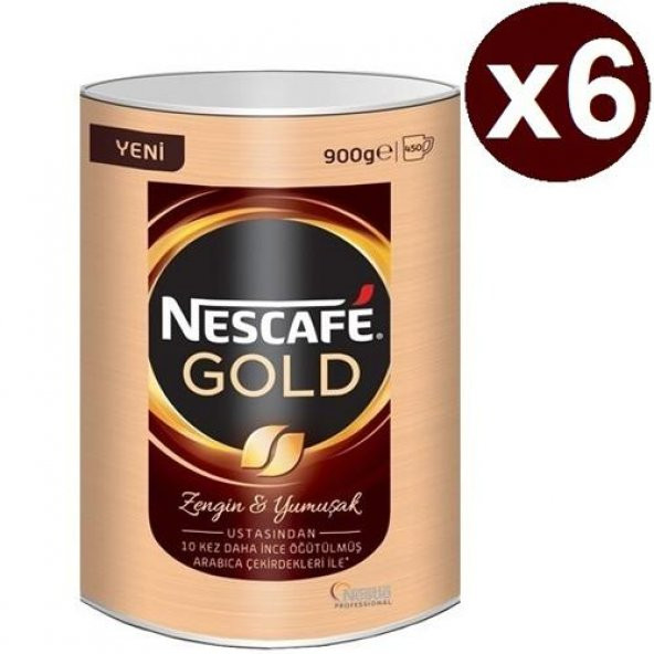 Nescafe Gold Hazır Kahve 900gr Teneke x 6 Adet (KOLİ)