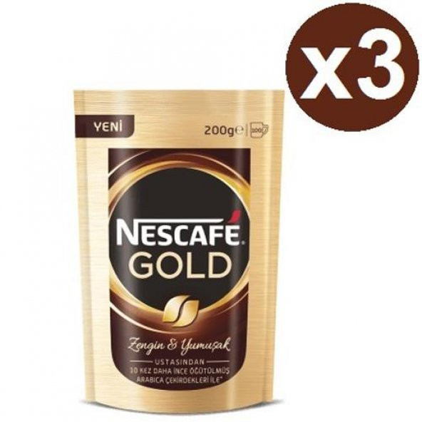 Nescafe Gold Hazır Kahve 200gr Poşet x 3 Adet