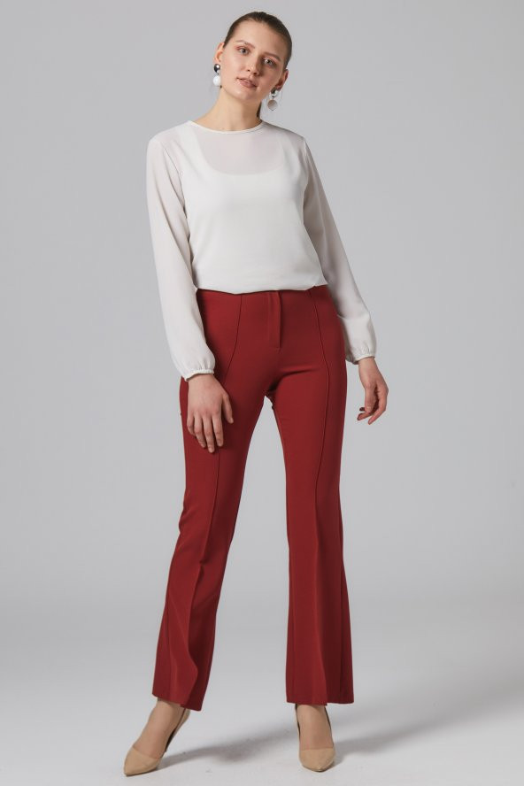 BAYAN İSPANYOL PAÇA PANTOLON,SORALLİNE,1691,KİREMİT