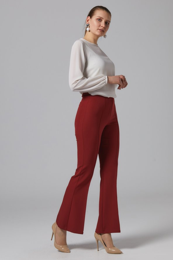 BAYAN İSPANYOL PAÇA PANTOLON,SORALLİNE,1691,KİREMİT - 3