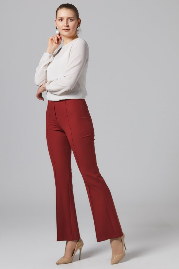 BAYAN İSPANYOL PAÇA PANTOLON,SORALLİNE,1691,KİREMİT - 4