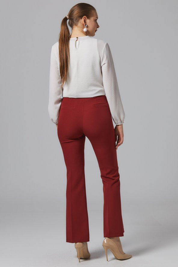 BAYAN İSPANYOL PAÇA PANTOLON,SORALLİNE,1691,KİREMİT - 5