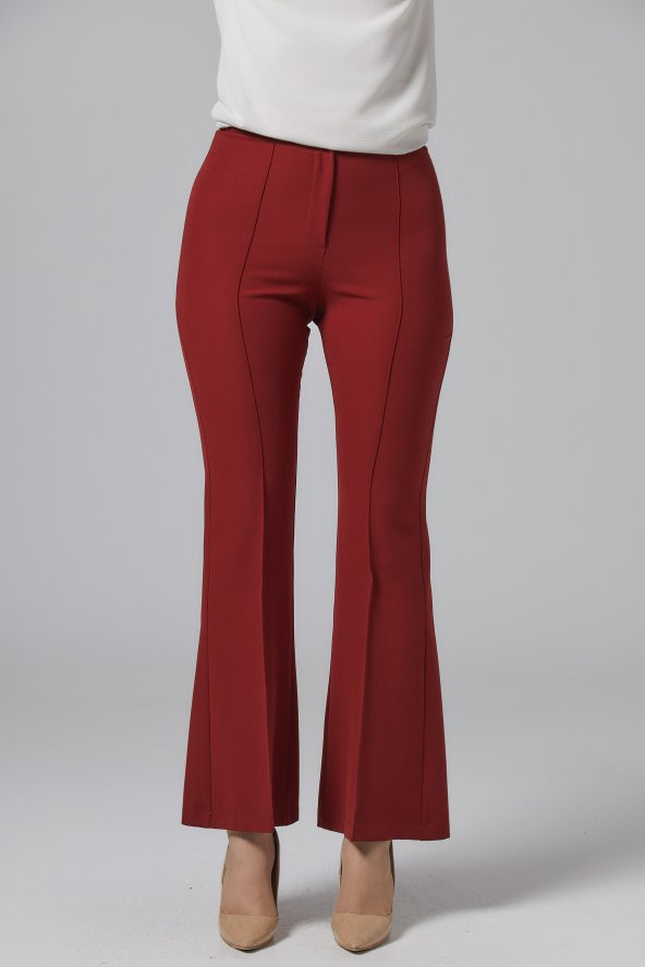 BAYAN İSPANYOL PAÇA PANTOLON,SORALLİNE,1691,KİREMİT - 6