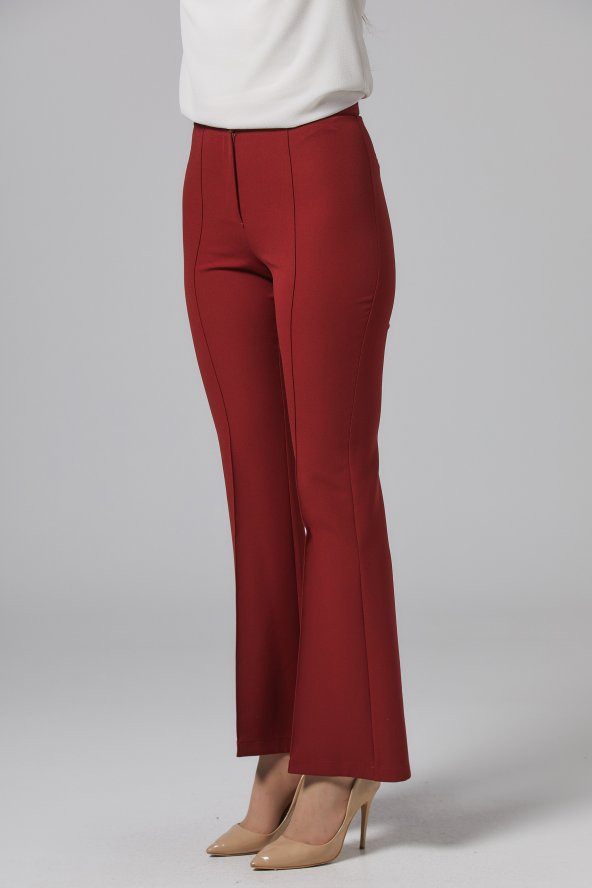 BAYAN İSPANYOL PAÇA PANTOLON,SORALLİNE,1691,KİREMİT - 7