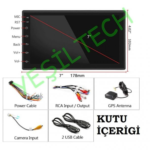 ANDROİD 8.1 MULTİMEDYA 7 İNC DOUBLE TEYP GPS NAVİGASYON MP5 - 2