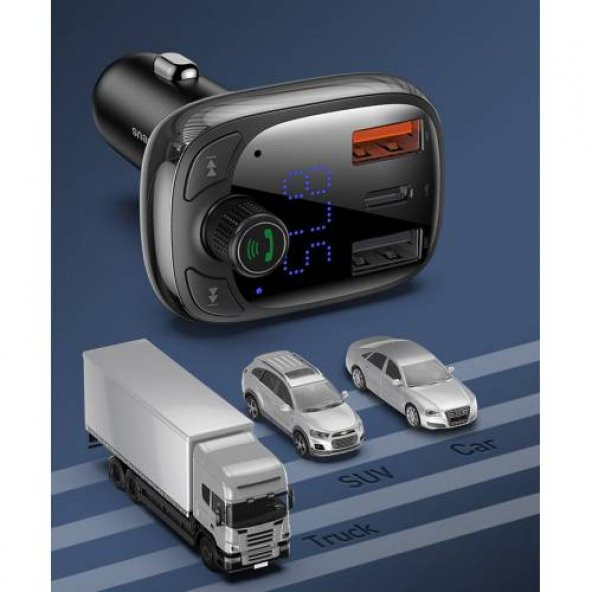 Orjinal Baseus 5A Araç Şarjı 36W QC 4 Bluetooth Araç Kiti Bluetooth FM Transmitter Araç Müzik kit - 2