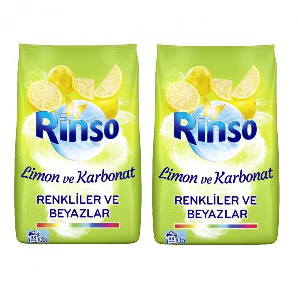 Rinso Limon & Karbonat Renkli ve Beyaz Çamaşır Deterjanı 2 x 8 KG