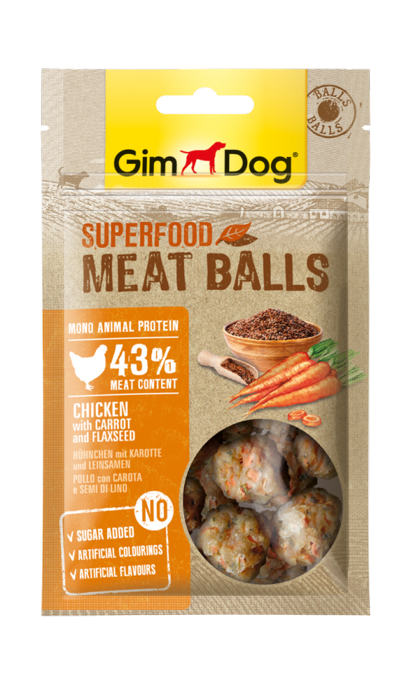 Gimdog Meatballs Havuç Keten Tohumu Ve Tavuk Etli Köpek Ödülü 70 gr