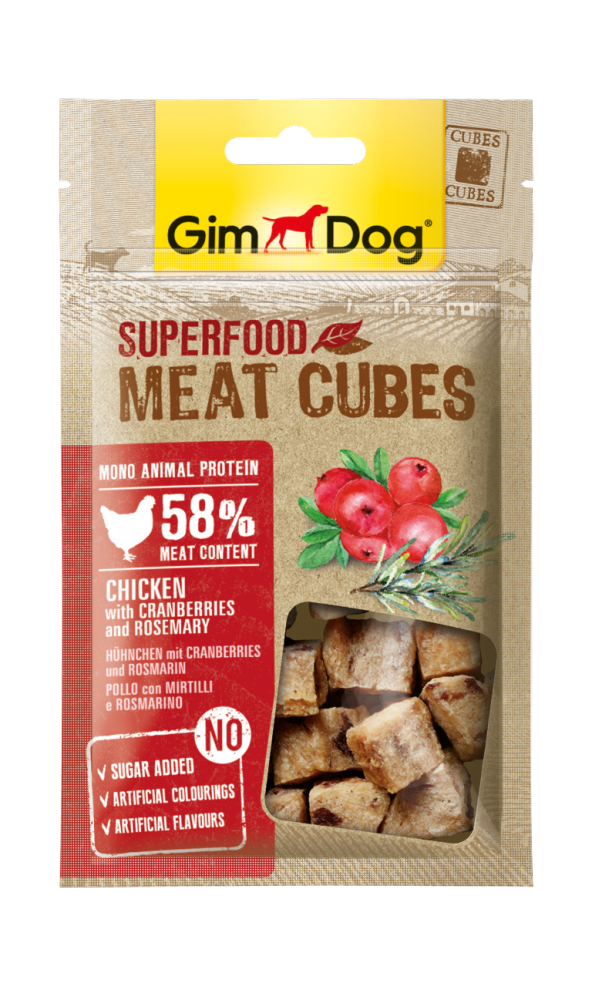 Gimdog Meatcubes Kızılcık Biberiye Ve Tavuk Etli Köpek Ödülü 40 gr