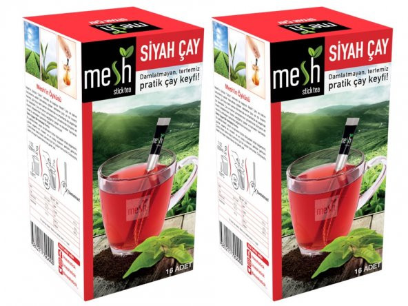 Mesh Stick Tea Siyah Çay 32 Adet Damlatmayan, Tertemiz Pratik Çay Keyfi 2 Kutu