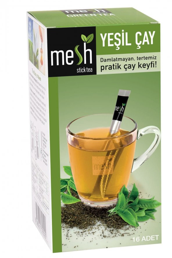 Mesh Stick Tea Yeşil Çay 32 Adet Damlatmayan, Tertemiz Pratik Çay Keyfi 2 Kutu