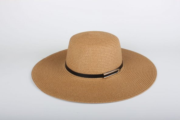 Perlotus Kadın Deri Tokalı Hasır Şapka Model:6