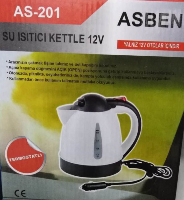 Asben AS-201 Plastik 24 Volt Araç Su Isıtıcı Kettle 1 Litre - 2