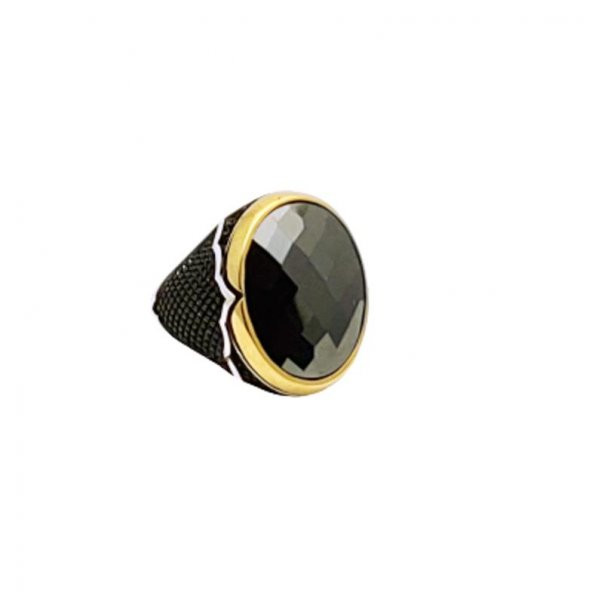 Onyx Taşlı Çift Renkli Erkek Yüzüğü - 200040045Y14Z