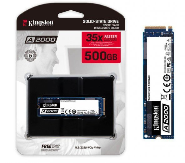 Kingston A2000 500GB 2200/2000MB/S NVMe M.2 2280 PCIe SSD (SA2000M8/500G)