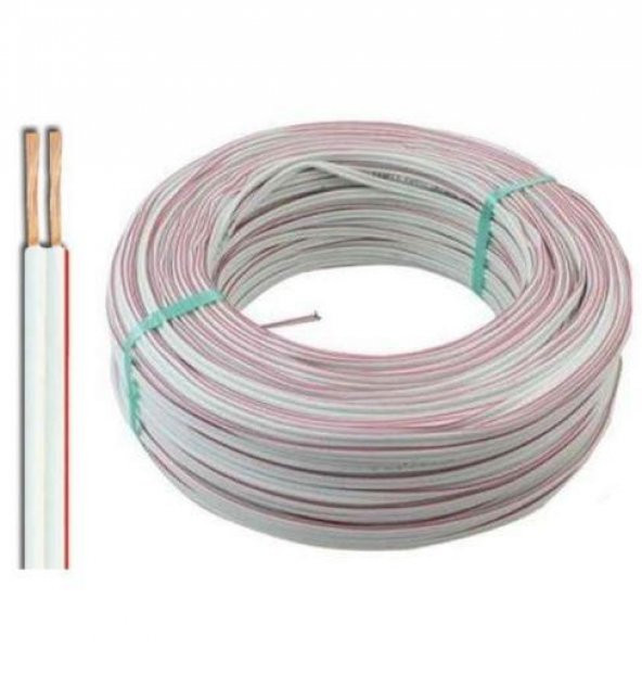 2x0,75mm Yassı Kordon Beyaz 1 Metre