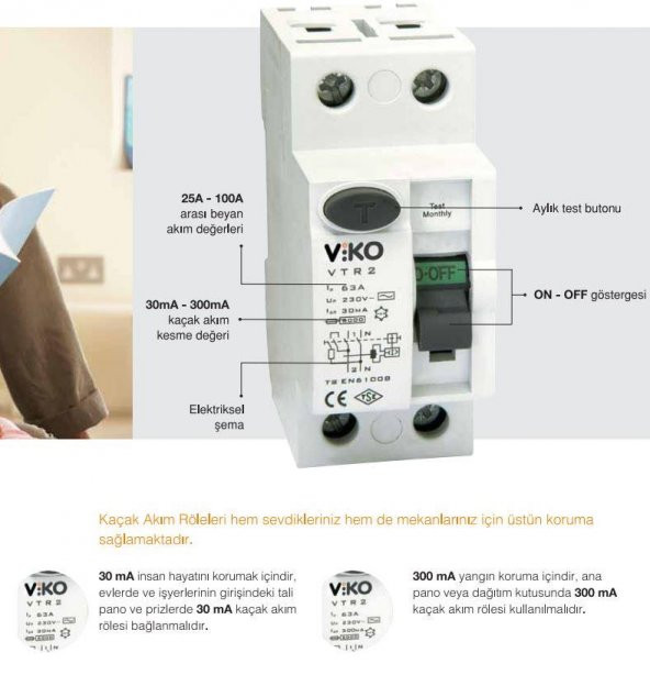 Viko Monofaze 40A 300mA Kaçak Akım Rölesi - 2