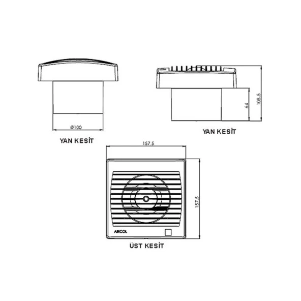 Aircol 100 OP Otomatik Panjurlu Aspiratör - 2