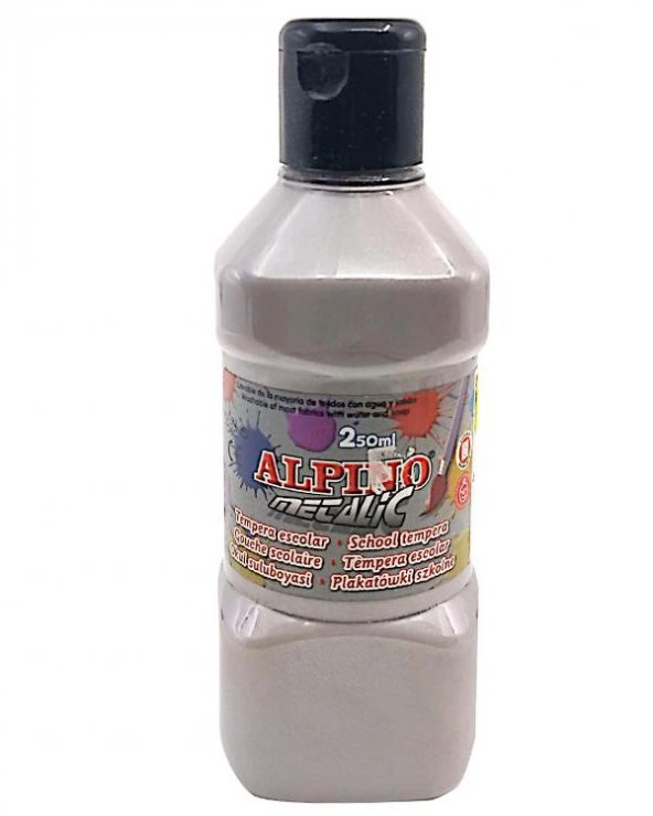 Alpino 250 ml Şişe Metalik Sulu Boya Gümüş Rengi