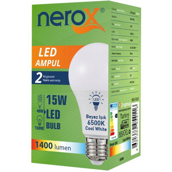 NEROX LED AMPUL A70 15W BEYAZ IŞIK E27 NRX-F605 - 2