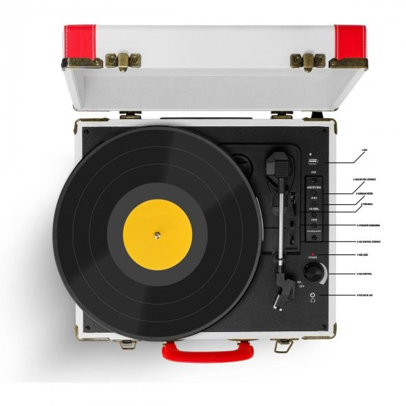 Ktools Prime K212 Bluetooth Nostaljik Retro Çanta Pikap Beyaz - 3