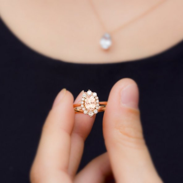 Venta 1,36 Karat 14K Pırlantalı Morganit Yüzük - 2