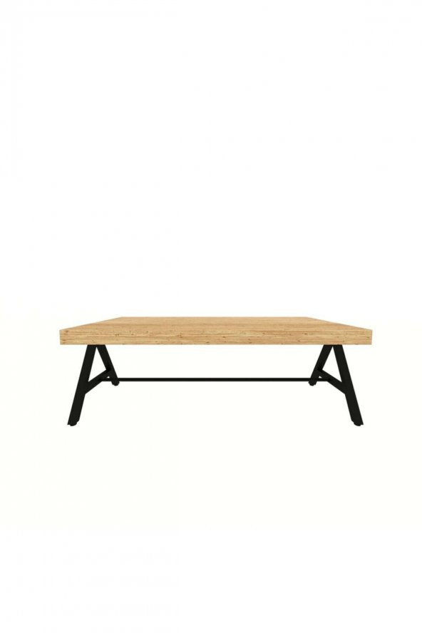 Dekoratif Ahşap Orta Sehpa Metal Sehpa Siyah - 5