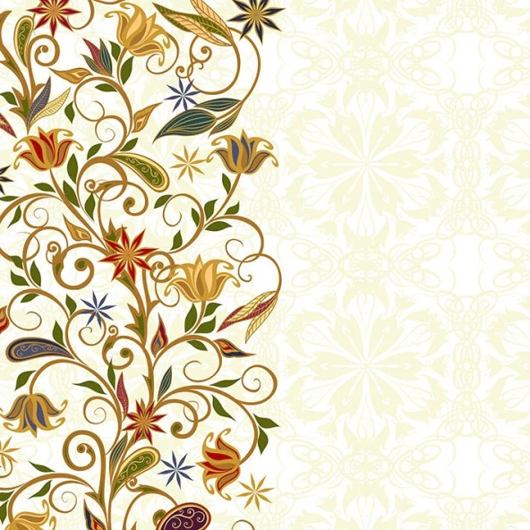 Baskılı Fon Perde Sarı Yeşil Çiçek Desenli - 6