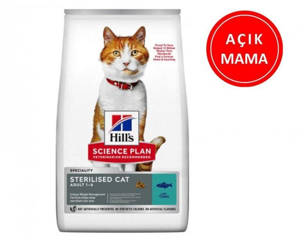 Hills Sterilised Kısırlaştırılmış Ton Balıklı Kedi Maması 1 Kg AÇIK