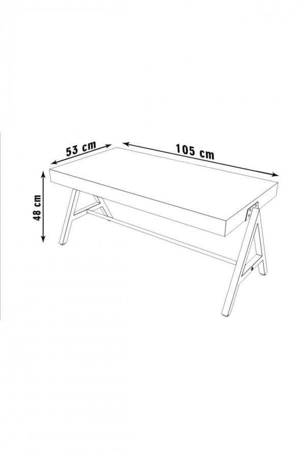 Dekoratif Ahşap Orta Sehpa Metal Sehpa Beyaz - 4