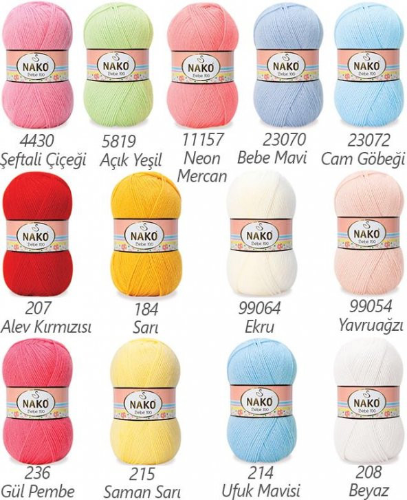 Nako Bebe 100 İp El Örgü İplikleri Yelek Hırka Şal Atkı Bebek İpi - 2