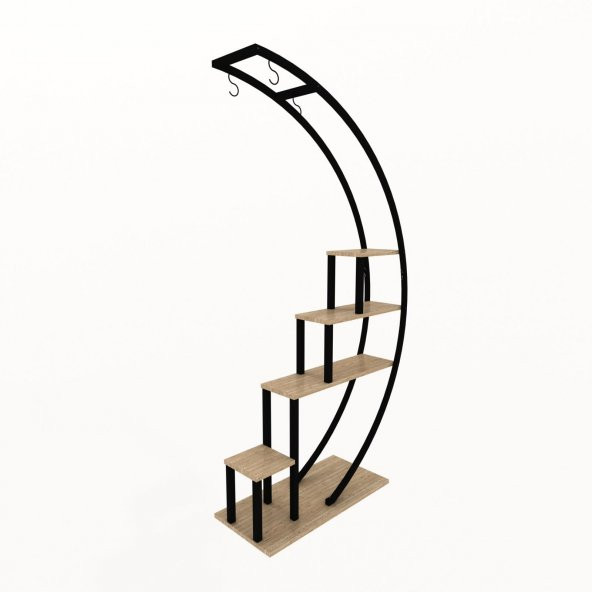 Dekoratif Metal Çiçeklik Ferforje Ahşap Çiçeklik Saksılık - 6