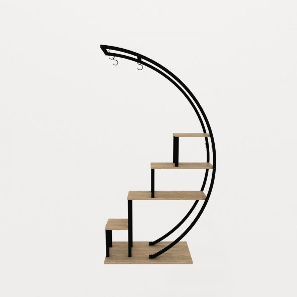 Dekoratif Metal Çiçeklik Ferforje Ahşap Çiçeklik Saksılık - 7