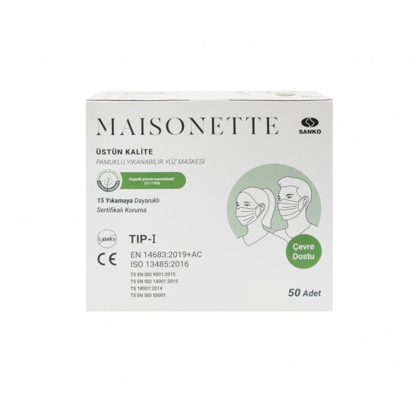 Maisonette Yıkanabilir Pamuklu Yüz Maskesi 50 li Paket