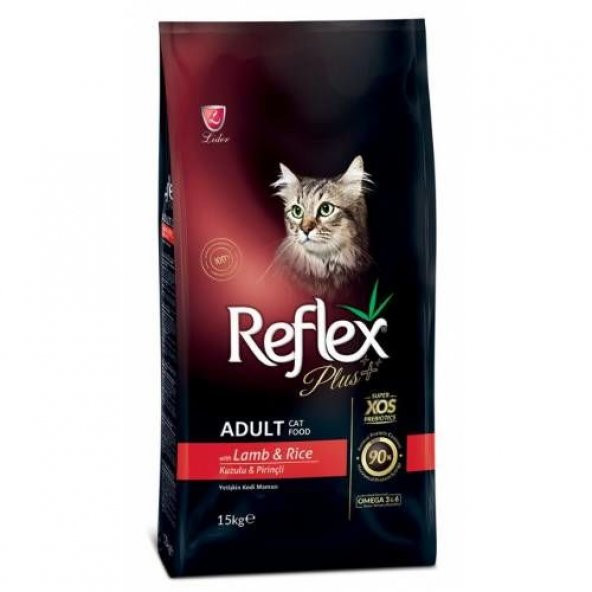 Yetişkin Kediler için Kuzu Etli ve Pirinçli Mama 15Kg Reflex Plus