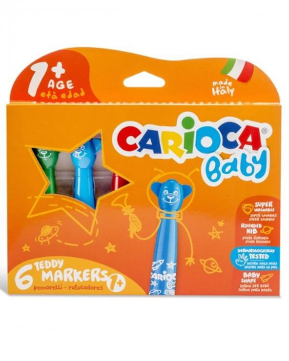 Carioca Süper Jumbo Yıkanabilir Teddy Keçeli Kalem 6 Renk