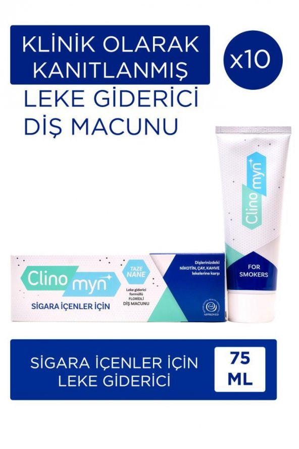 Clinomyn Smokers Sigara Içenler Için Diş Beyazlatan Leke Giderici Diş Macunu 10X75 ml