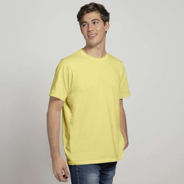 KLASİST Erkek Regular Fit Pis Yaka Sarı T-shirt Unique Series
