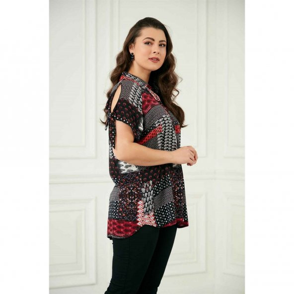 Günay Kadın Gömlek Rg6706 İlkbahar Yaz Renk Mixli-BORDO - 7