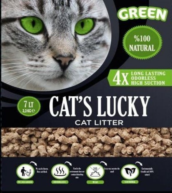 Cats Lucky Green Doğal Kedi Kumu 7 Lt 2,3 Kg